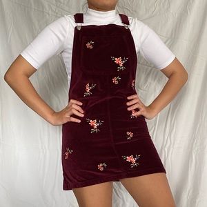 Topshop Velvet Floral Pinafore